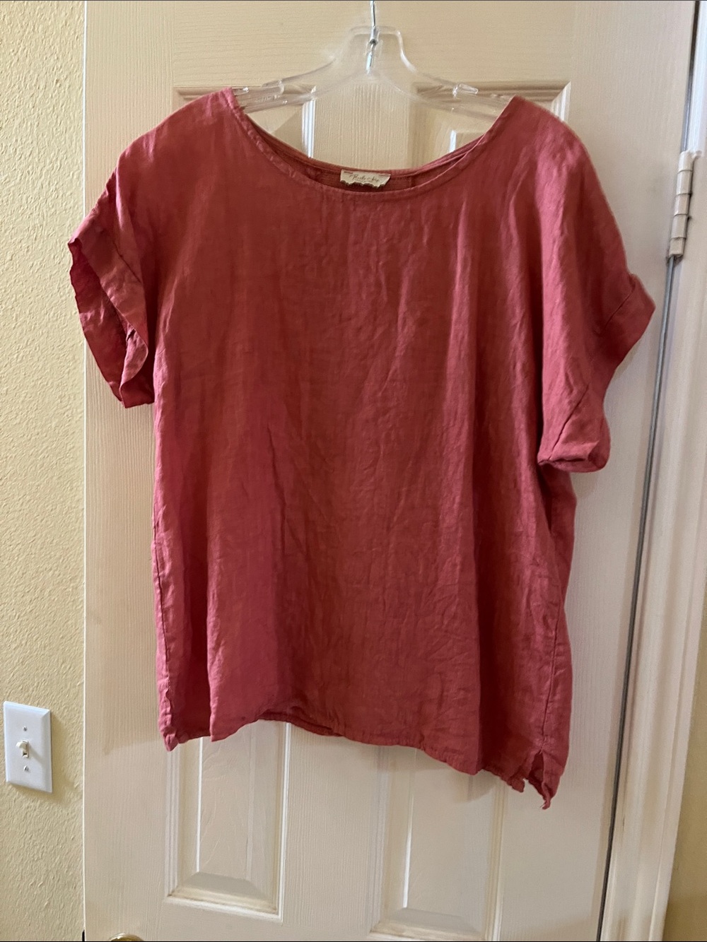 Bella Umbra-Relaxed Linen Tunic Top-Dusty Rose